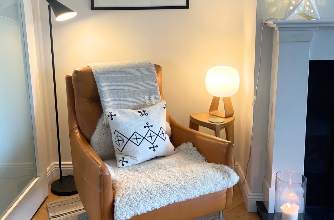 a scandanvian inspired reading nook